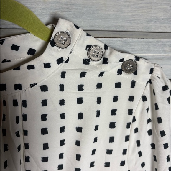 White Black Two-Tone Polka Dot Pleated Midi Dress Classic Stylish Elegant Modest - Picture 7 of 16